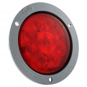 4" 10-Diode Pattern LED Stop/Tail/Turn Light, Anneau de support antivol gris, Rouge 