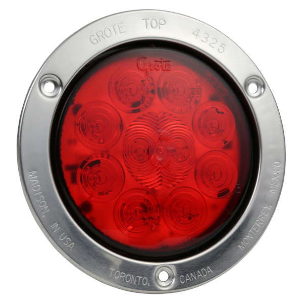 SuperNova® 4" 10-Diode Pattern LED Stop Tail Turn Lights, STT, Stainless Steel Theft-Resistant Flange, Male Pin