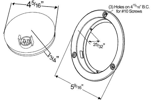 Grote product drawing - 4" 10-Diode Pattern LED Stop Tail Turn Light