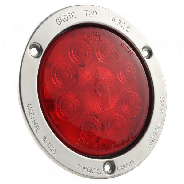 Vehicle Safety Manufacturing 4454 Red 4 Round 10-Diode LED Lamp Kit Red Lens 