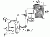 Grote product drawing - LH Three-Stud Metri-Pack® LED Stop Tail Turn Light with License Window thumbnail