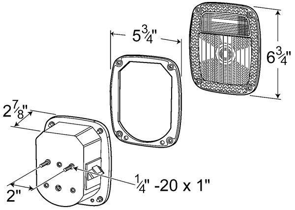 Grote product drawing - Two-Stud Metri-Pack® Stop Tail Turn Light with Single Connector