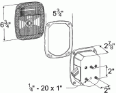 Grote product drawing - ford stop tail turn box light with license window vignette