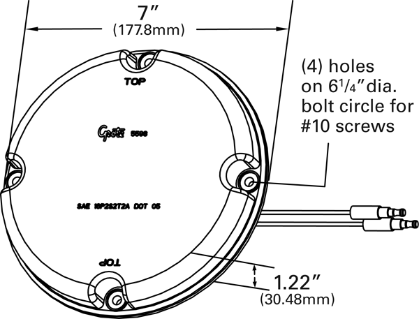 Grote product drawing - 7" led arrow turn light