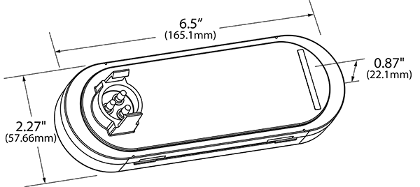 drawing of oval led stop tail turn light