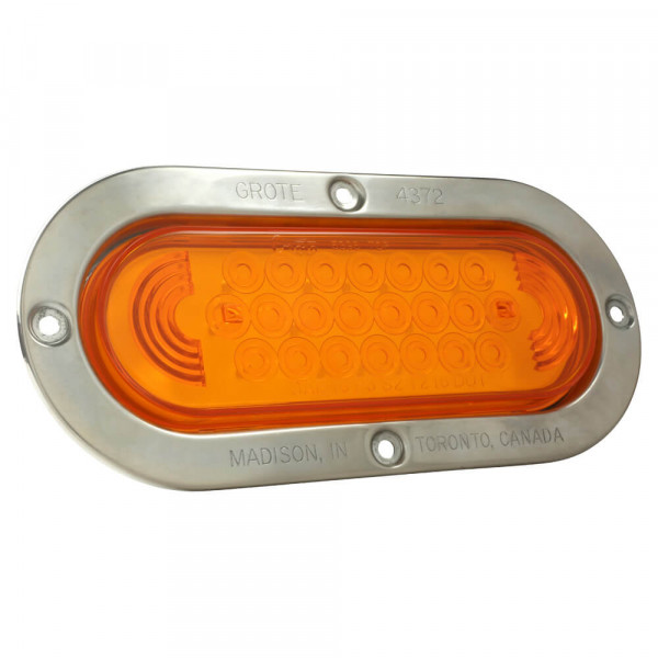 oval led stop tail turn light with stainless steel theft resistant flange