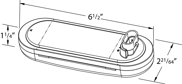 Grote product drawing - 9-Diode Oval LED Stop Tail Turn Light with Hard Shell Connecter