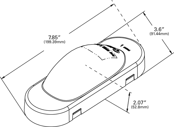 Grote product drawing - Oval LED Side Turn Marker Light with Theft-Resistant Flange