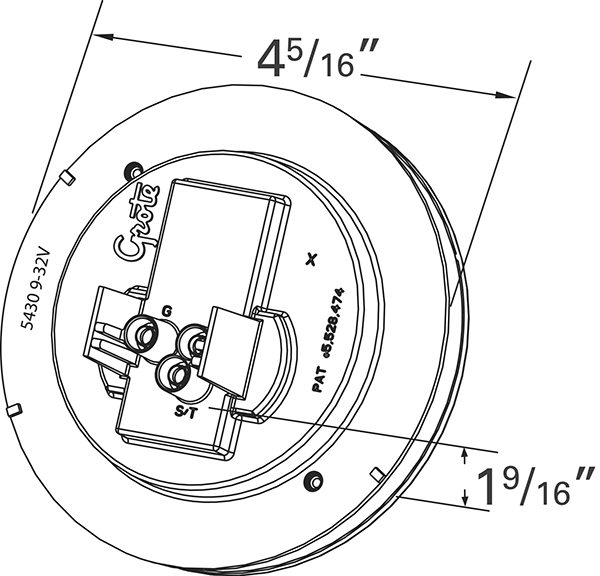 Multi-Volt Stop Tail Turn Light Drawing