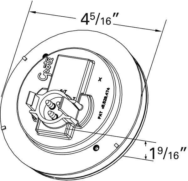 Grote product drawing - SuperNova® LED Auxiliary Light With Grommet Mount