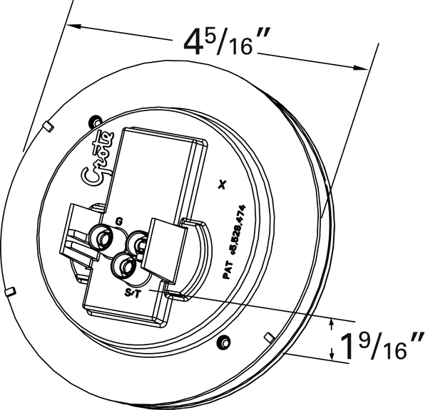 Grote product drawing - Grote select led stop tail turn light with female pin termination