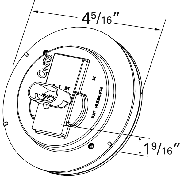 Grote product drawing - LED Stop Tail Turn Light With Grommet Mount