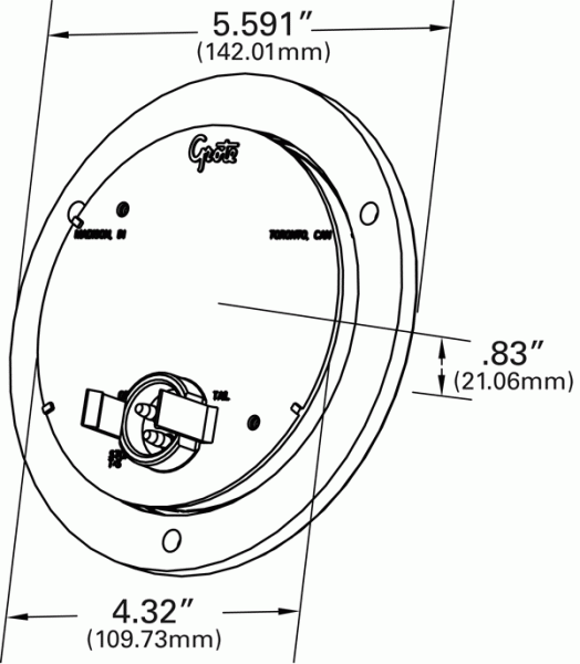 Grote product drawing - 4" LED Stop Tail Turn Light with Integrated Flange