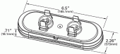 Grote product drawing - six inch oval LED stop tail turn with back up light vignette