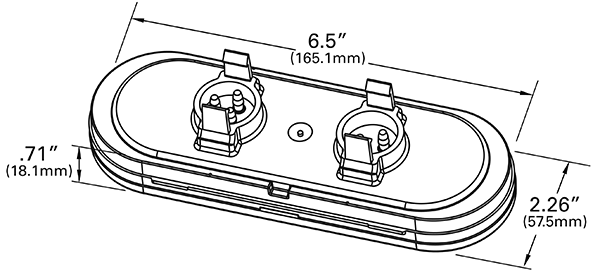 Grote product drawing - six inch oval LED stop tail turn with back up light