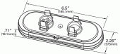 Grote product drawing - Red 6" Oval LED Stop Tail Turn Light With Male Pin Termination Miniaturbild