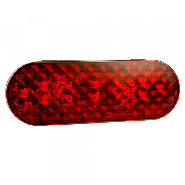 6 Inch Oval Red LED Stop Tail Turn Light With Female Pin Termination.