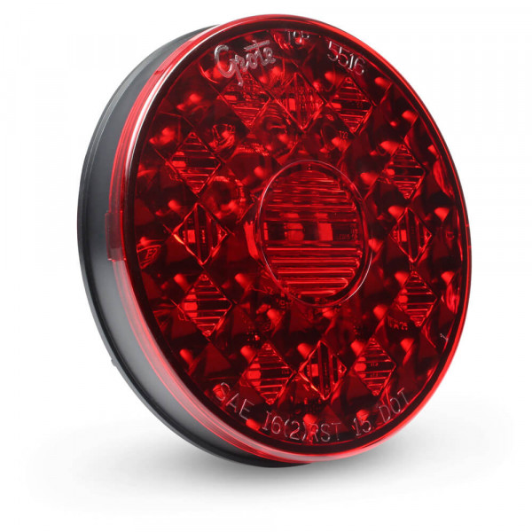 STT LAMP 4in RED LED RND W/INTEGRTD BACKUP AMP CNNCTR W/SS FLANGE- 1EA 55202 