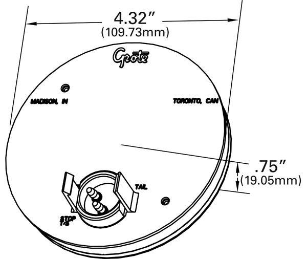 Grote product drawing - LED Rear Turn Light