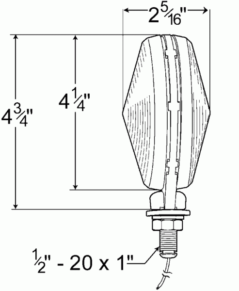 Grote product drawing - Amber Single Contact Thin-Line Double-Face Light