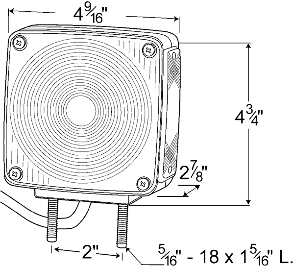 Grote product drawing - two stud chrome light