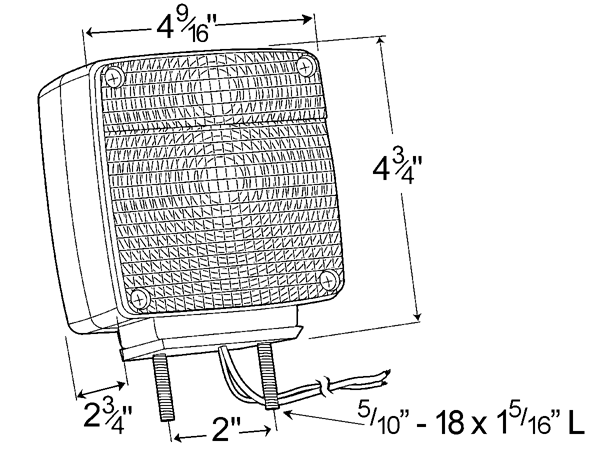 Grote product drawing - RH Two-Stud Light with Pigtail