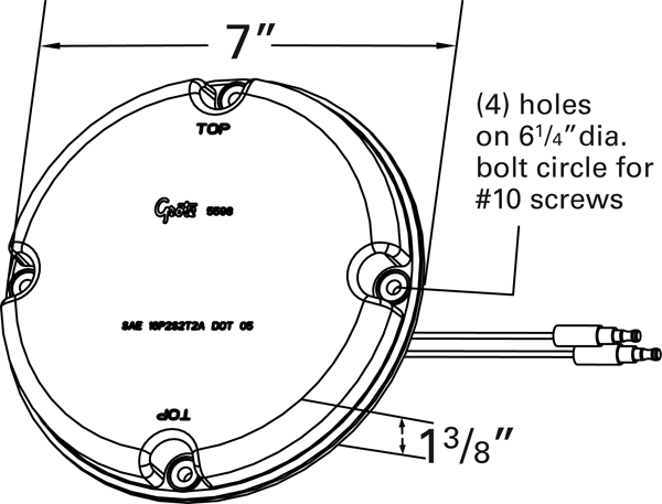 Grote product drawing - 7" LED Turn Light