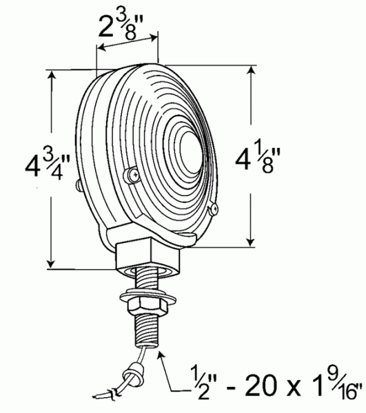 Grote product drawing - 4" Zinc Die-Cast Double-Face Single Contact Light