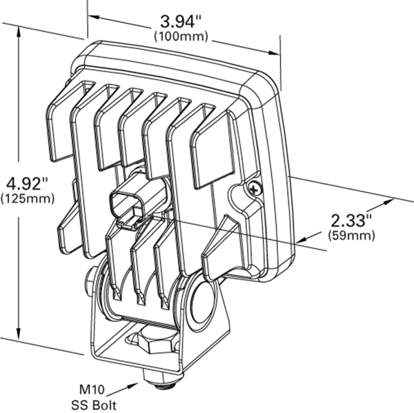 63Y71 Cube Work Light Line Drawing