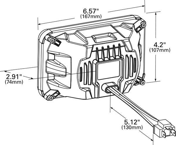 4" x 6" Heated LED High Beam Line Drawing