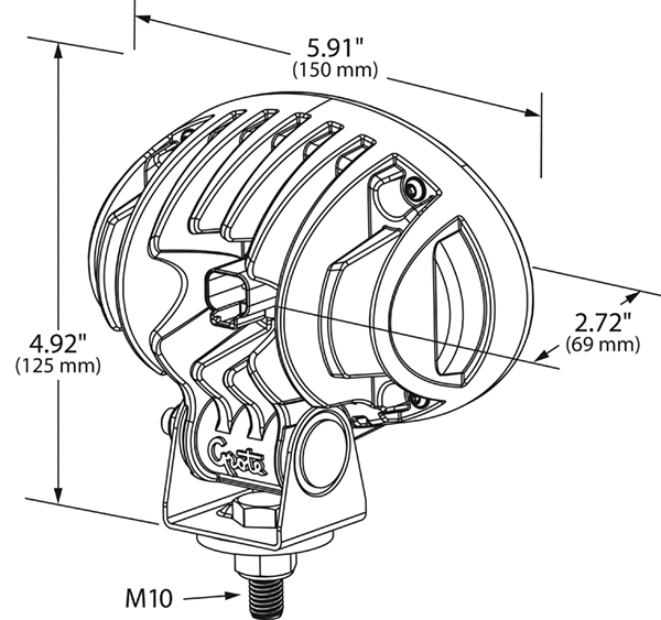drawing of LED oval work light
