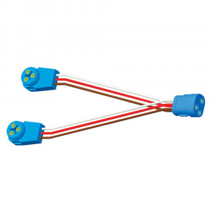Conector flexible adaptador en Y para dos luces, 9", Adaptador, Clavija hembra a macho, enchufe de 90°