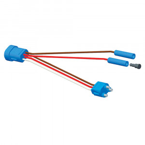 Conector flexible adaptador, medio giro, Adaptador, Clavija hembra a hembra, (2) Tomacorrientes .180 estándar adicionales