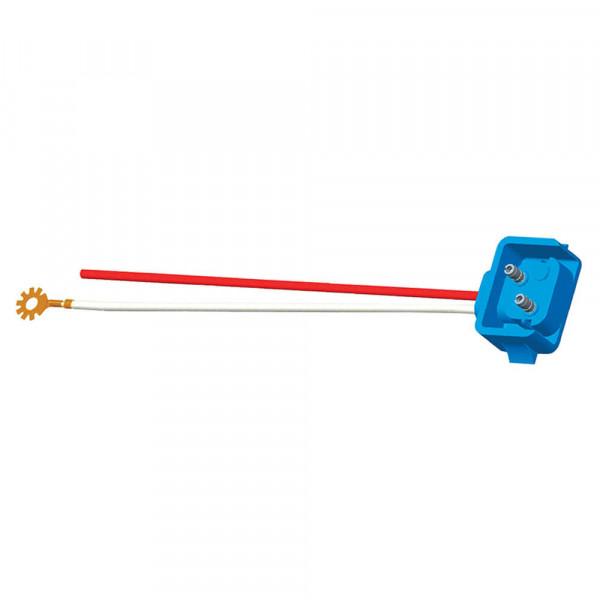 Two-Wire Plug-In Pigtails for Female Pin Lights, 10" Long, Chassis Ground, Blunt Cut, 90° Plug
