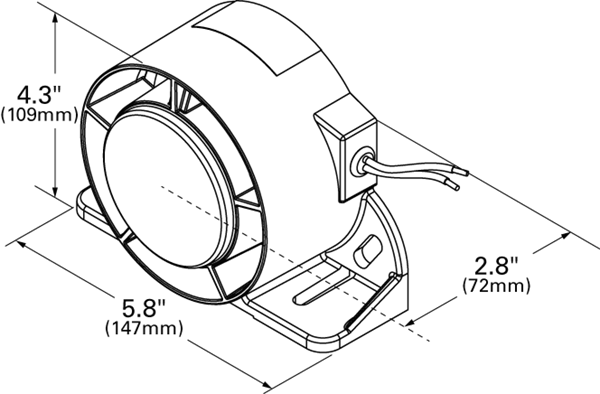 Reverse Mounted Speaker, Self Adjusting, 87dB to 112dB, 12V/24V Line Drawing