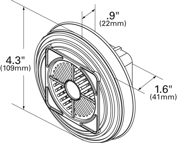 Installation par œillets, 107 dB, 12V/24V Line Drawing