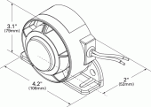 Haut-parleur à montage inversé, Autoréglable, 87 dB à 107 dB, 12V/24V Line Drawing vignette