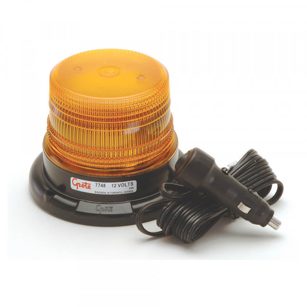 Mighty Mini Amber LED Strobe Light With Cigarette Lighter Adapter.
