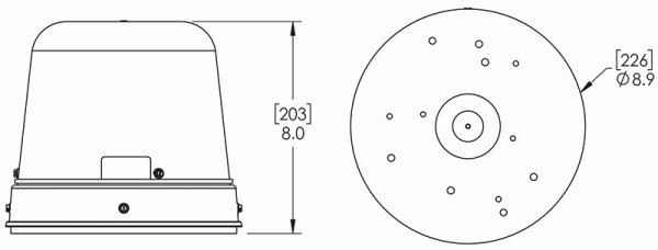Grote product drawing - LED Beacon with Clear Dome