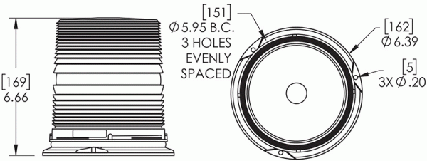 Grote product drawing - tall LED Beacon