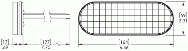 Grote product drawing - 6" Oval LED Strobe Light
