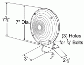 Grote product drawing - 7" Round school bus rear turn light with arrow Miniaturbild