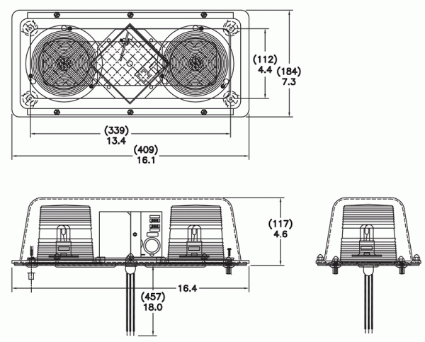 Grote product drawing - Dual Strobe LED Light Bar