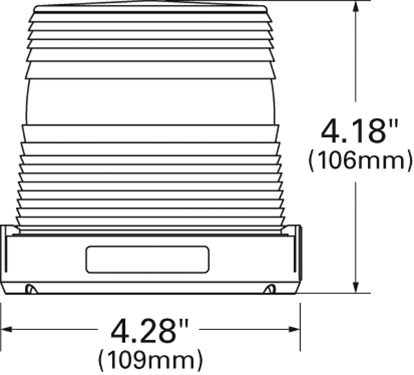 Amber 12-24V Compact Base Low Lens Line Drawing