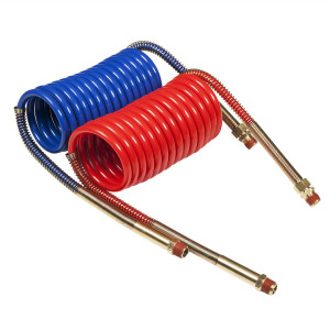 Coiled Air Hose with Brass Handles