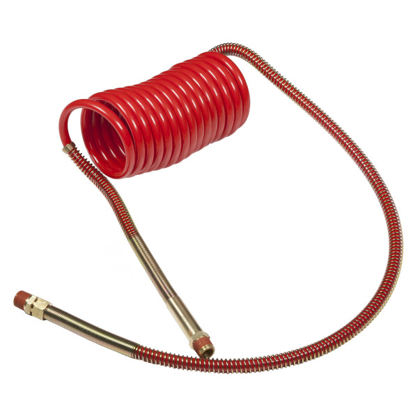 coiled air hose with brass handle
