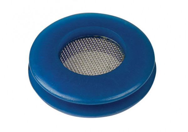 Blue polyurethane seal with built in filter screen