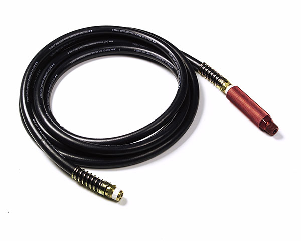 Black rubber air line with red grip