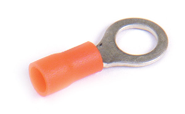 Terminal de type anneau en vinyle, Calibre 22 - 16, Taille de boulon de 1/4 po, paquet de 100