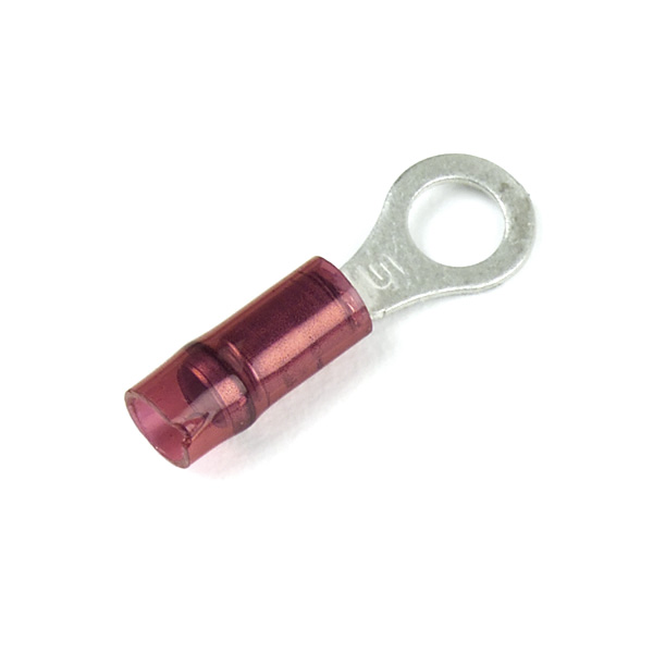 Terminales de anillo de nylon, Calibre 22 - 16, tamaño de la varilla roscada: 1/4", 50 u.